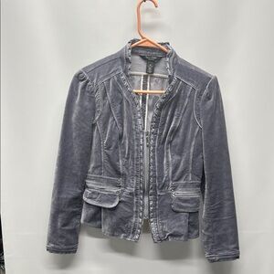 White House, black market jacket, blazer size 6P gray steel velvet ribbon